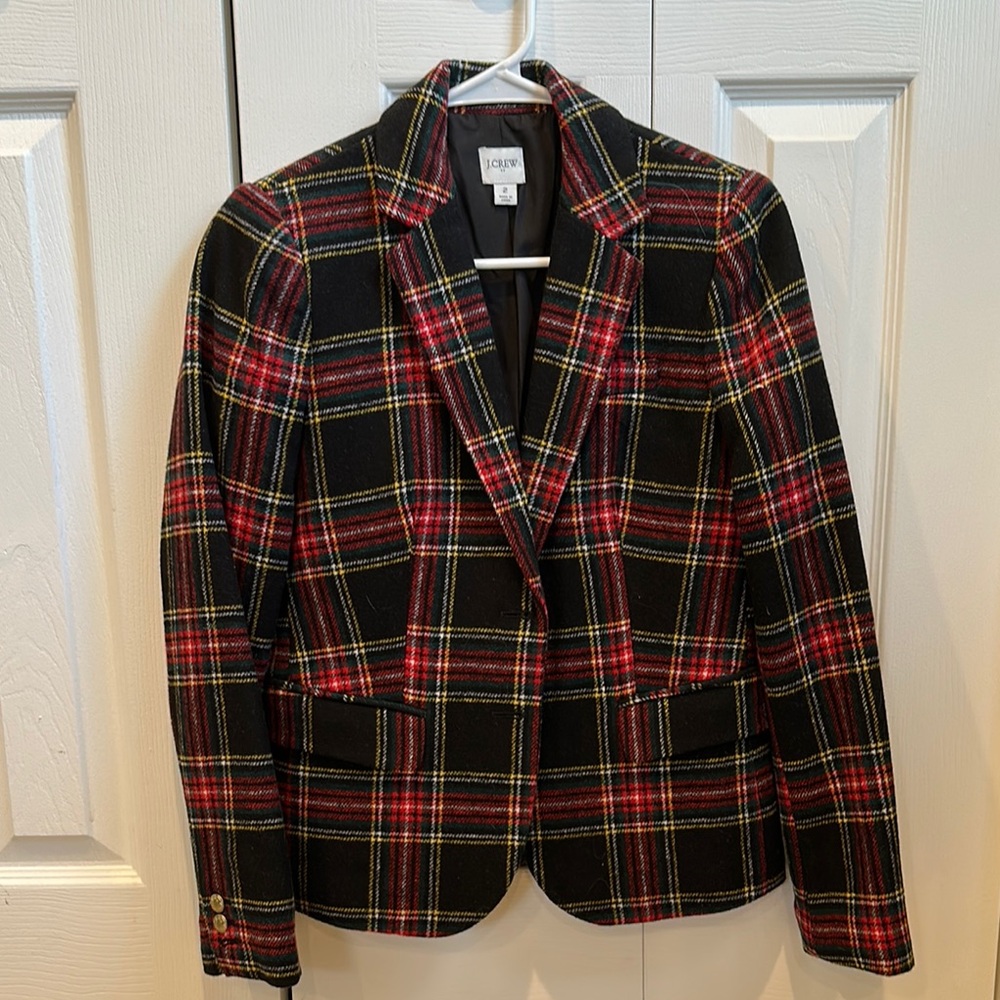 J. Crew Women's Plaid Blazer - Red and Black
